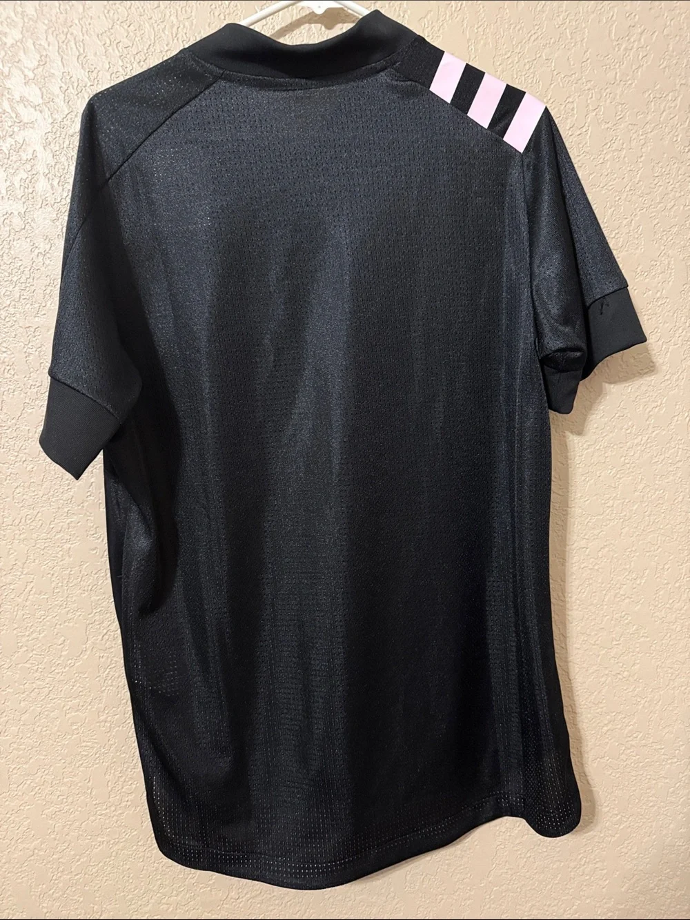 adidas Black Soccer Jersey with Pink Accents